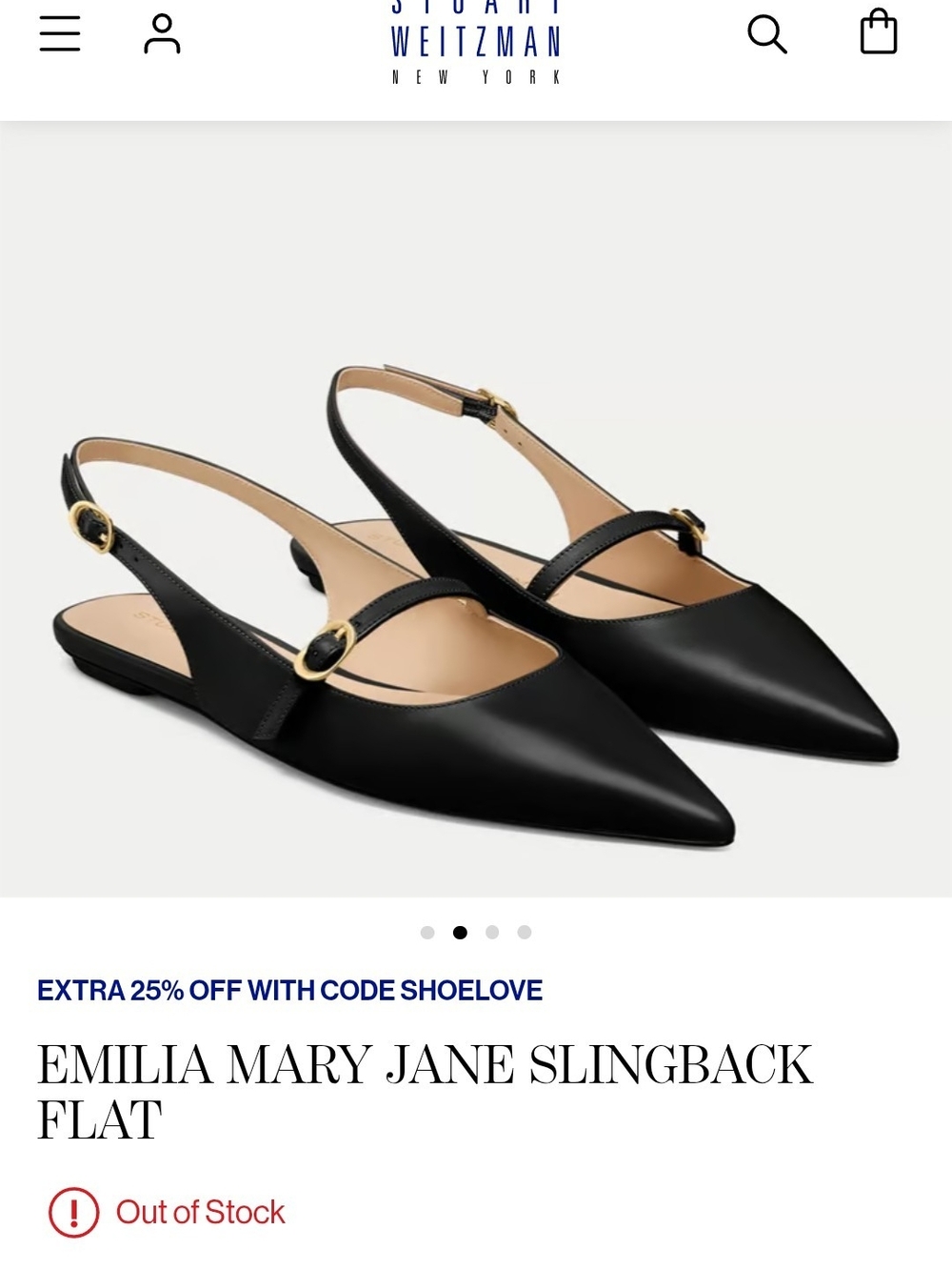 Stuart Weitzman Emilia Mary Jane Slingback Flat in Black